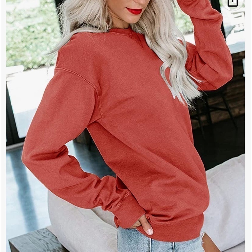 Casual Crewneck Sweatshirts Long Sleeve Cute Tunic Tops Loose Fitting Pullovers - Picture 4 of 7